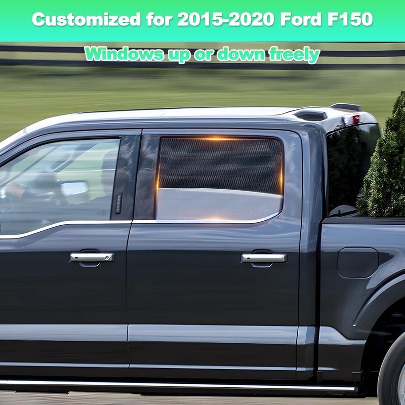 KOCZIL 2015-2020 f150 Window Shades - Rear Side Window Sun Shade for Baby, Breathable Mesh Car Privacy Window Covers, UV Protection and Heat Insulation for Road Trips, Napping, Camping (2 PCS) - Image 2
